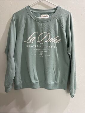 WALLFLOWER La Dolce Graphic Sweatshirt in Seafoam Green